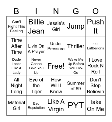 80s - Kyle Bingo Card