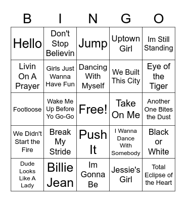 80s - Lanie Bingo Card