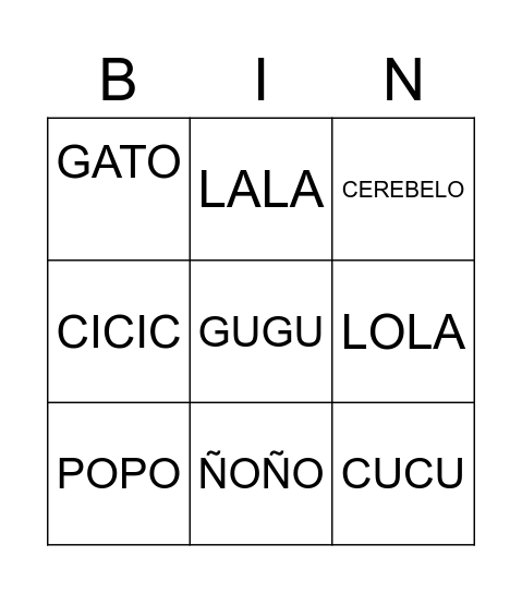 SISTEMA NERVIOSO Bingo Card