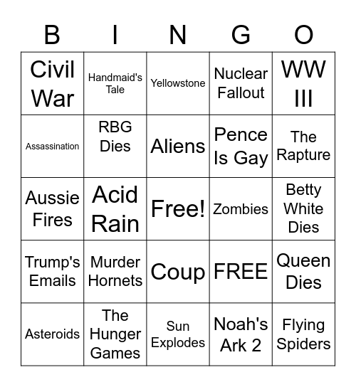 2020 Bingo Card