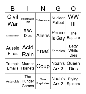 2020 Bingo Card