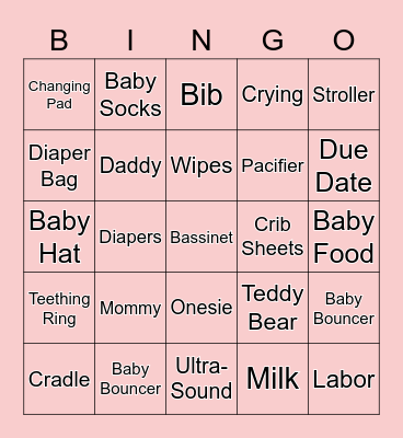Clau's Baby Bingo Card