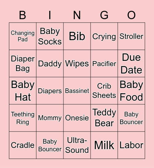 Clau's Baby Bingo Card