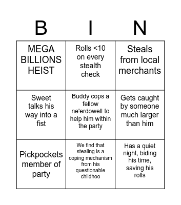 Batman Zor Bingo Card