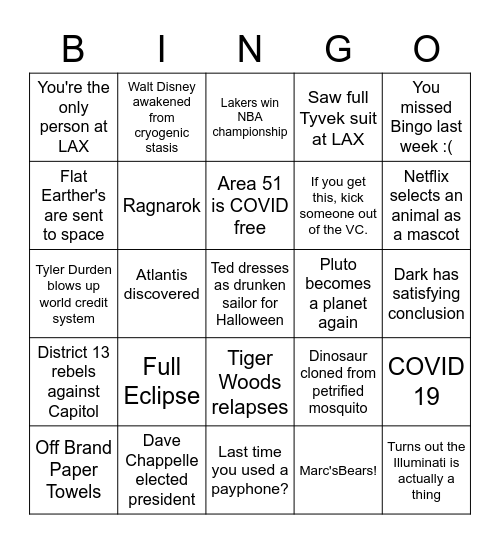 June 19th Bingo Card