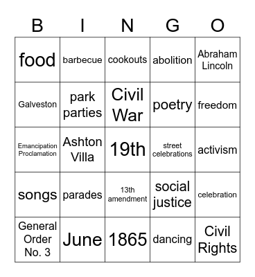 Juneteenth Bingo Card