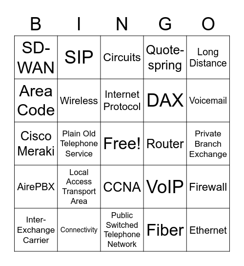 AireSpring Lingo Bingo! Bingo Card