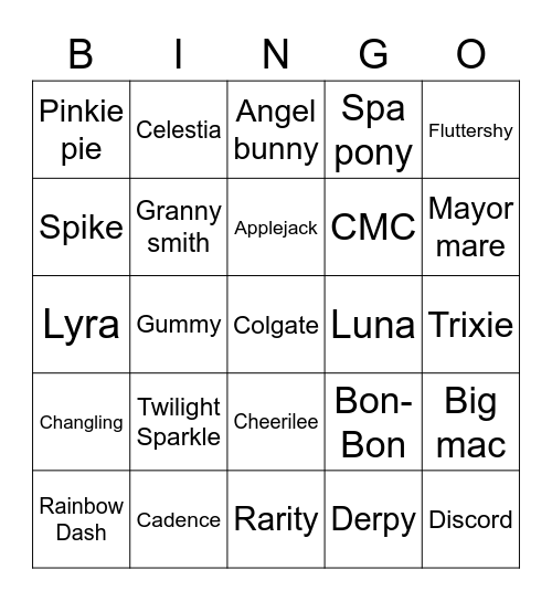 MLP S2 Bingo Card