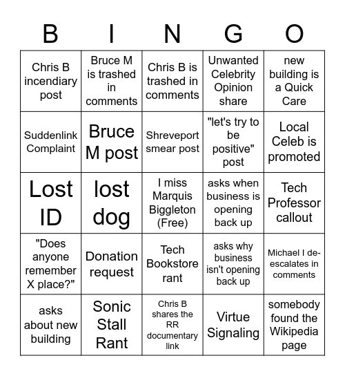 RR Bingo Card