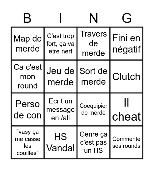 Bastien Bingo Card