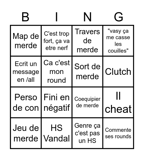 Bastien Bingo Card