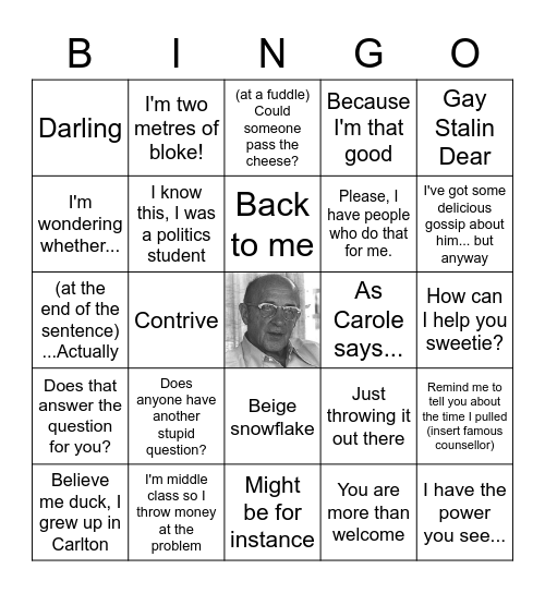 Jonno Bingo Card