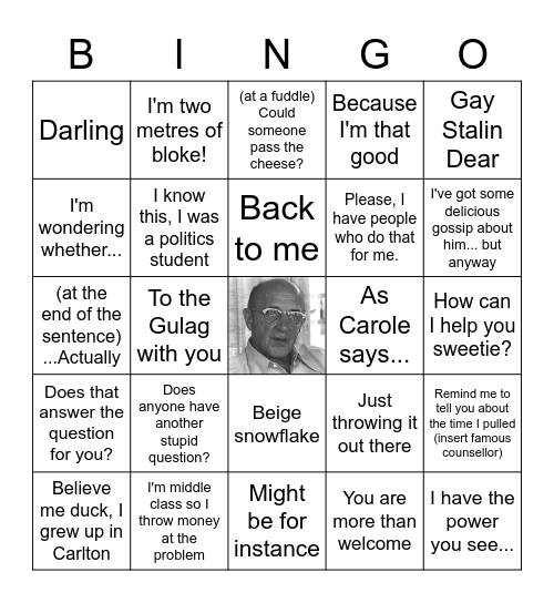 Jonno Bingo Card