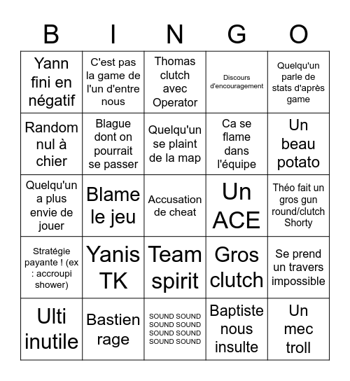 Bastien Bingo Card