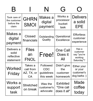 Yuma Express Saturday Bingo Card