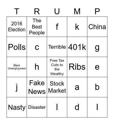 The Great American Comeback Bingo Celebration Bingo Card