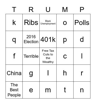 The Great American Comeback Bingo Celebration Bingo Card