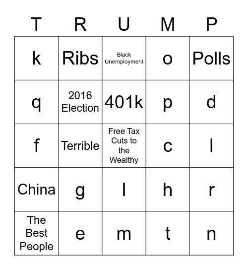 The Great American Comeback Bingo Celebration Bingo Card