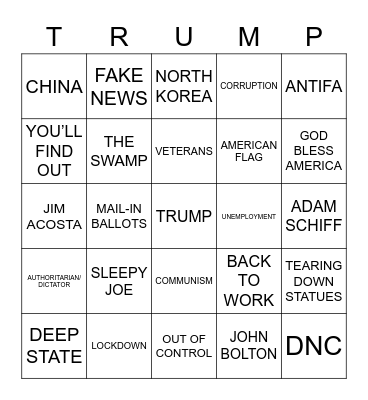 TULSA TRUMP RALLY BINGO Card