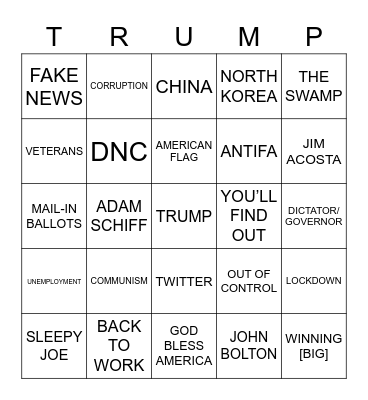 TULSA TRUMP RALLY BINGO Card