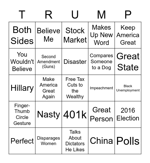The Great American Comeback Bingo Celebration Bingo Card