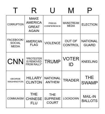 TULSA TRUMP RALLY BINGO Card