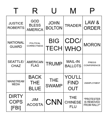 TULSA TRUMP RALLY BINGO Card