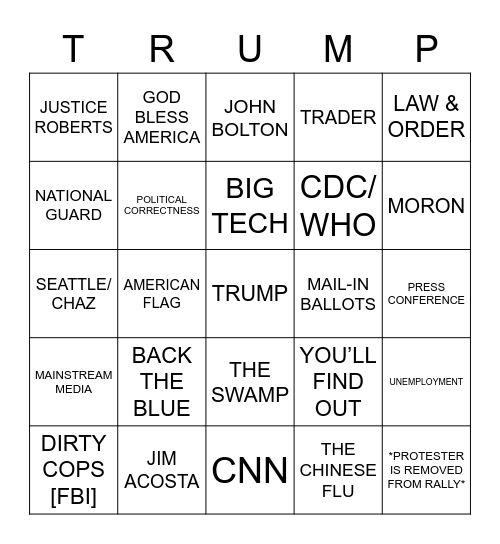 TULSA TRUMP RALLY BINGO Card