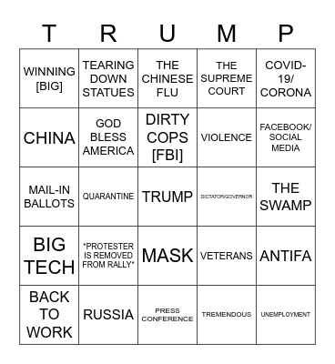 TULSA TRUMP RALLY BINGO Card