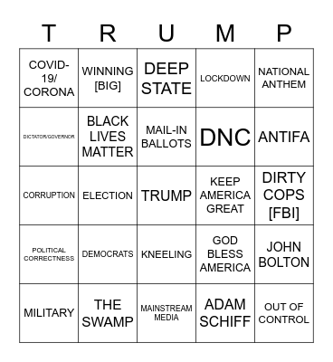 TULSA TRUMP RALLY BINGO Card