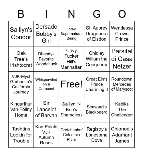 Best in Show Bingo Card