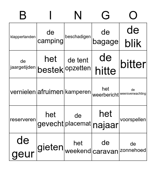Groep 5 Blok 1 Bingo Card