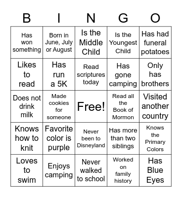 Get to Know You Bingo Card