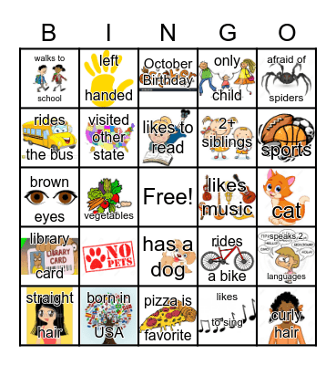 Get to know you Bingo Cards on Bingo Baker