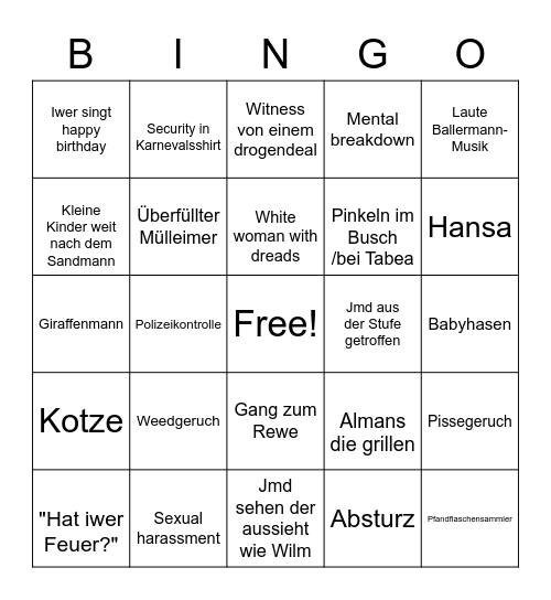 Westpark Bingo Card