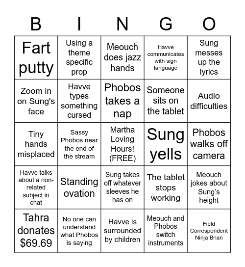 The TWRP Show! Bingo Card