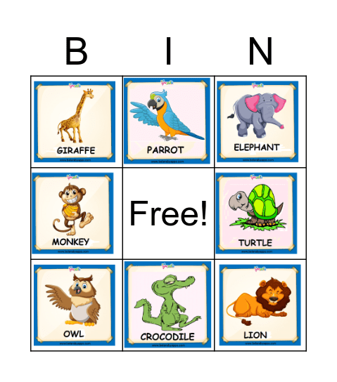ANIMALS Bingo Card