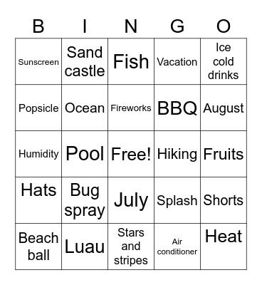 Summer Bingo Card