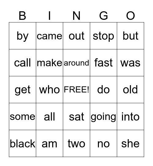 Sight Words PPIII Bingo Card