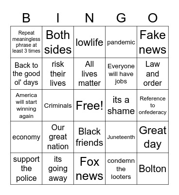 Trump BINGO Card