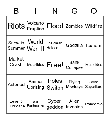 Apocalypse Bingo Card
