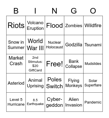 Apocalypse Bingo Card