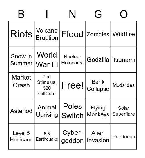 Apocalypse Bingo Card
