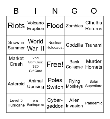 Apocalypse Bingo Card