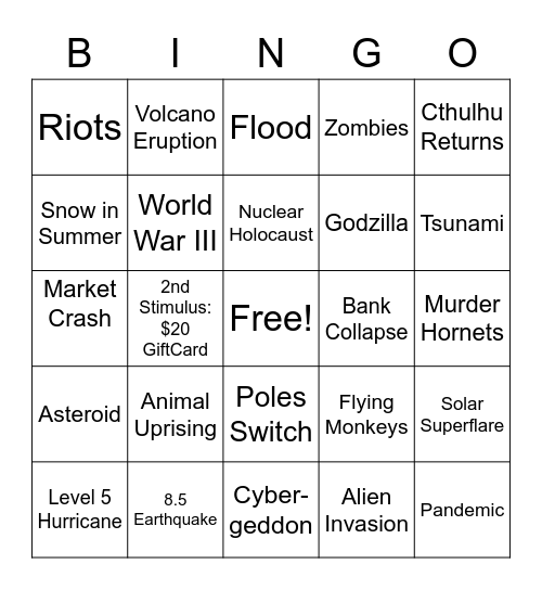 Apocalypse Bingo Card