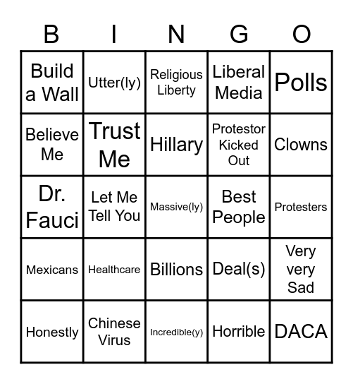 Test Trump Bingo Card