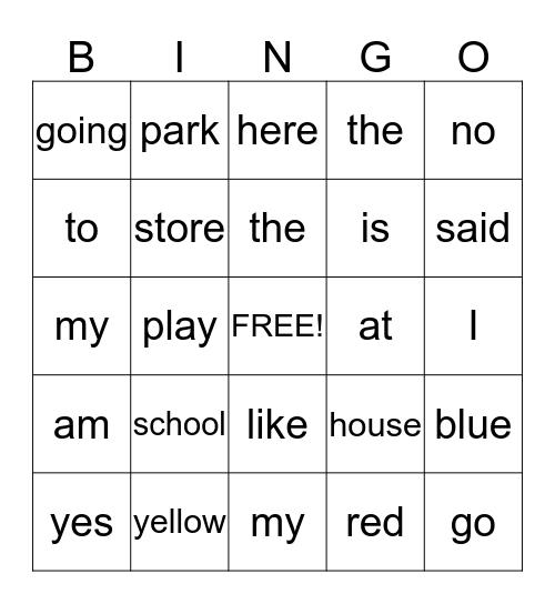 Sight Word Bingo Lesson 1 and 2 Bingo Card