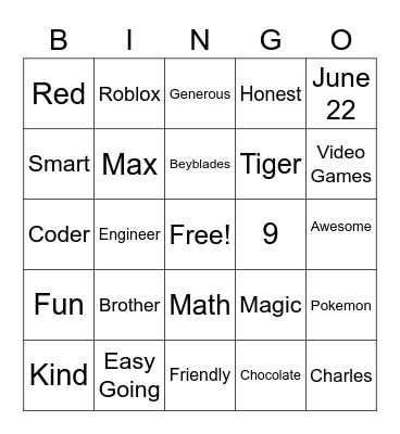 Happy Birthday Max Bingo Card