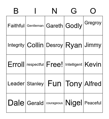 Marvelous Men of the Family Bingo Card