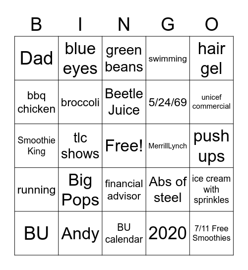 Happy Fathers Day 2020 Bingo Card